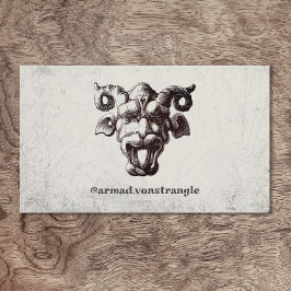 Angstaanjagend gezicht met hoorns visitekaartje