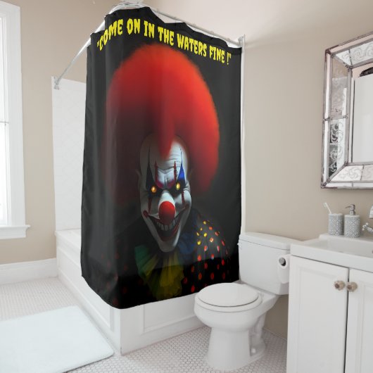 Angstaanjagend grappig enge clown horror gag custo douchegordijn (In situ)