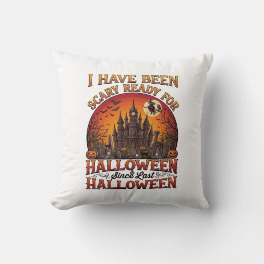 Angstaanjagend Halloween Kasteel Heks Pompoen Kussen (Voorkant)