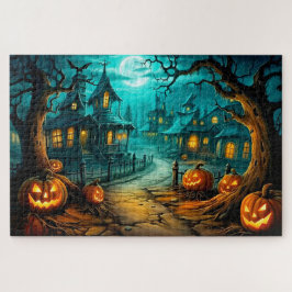 Angstaanjagend Halloween spookhuis na middernacht Legpuzzel