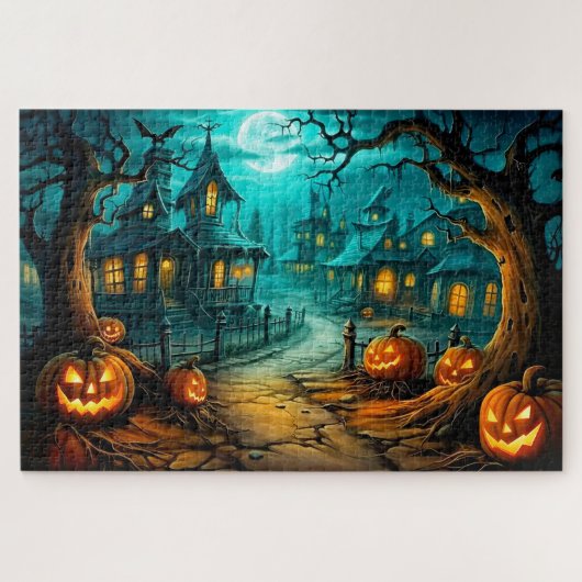 Angstaanjagend Halloween spookhuis na middernacht Legpuzzel (Horizontaal)