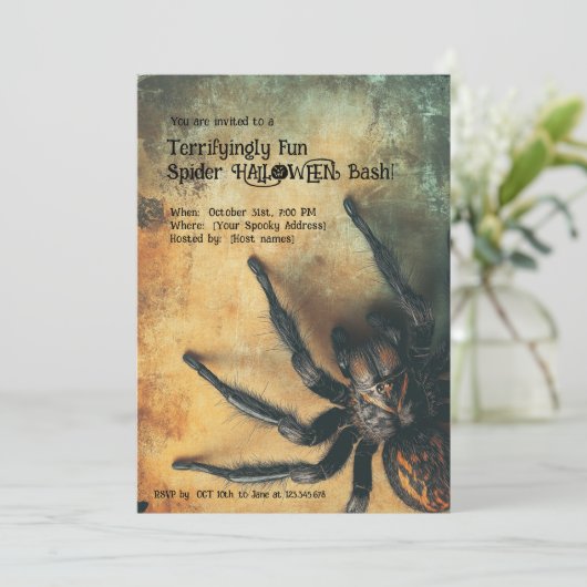 🕷️Angstaanjagend leuke spin HALLOWEEN Bash Kaart (Staand voorkant)