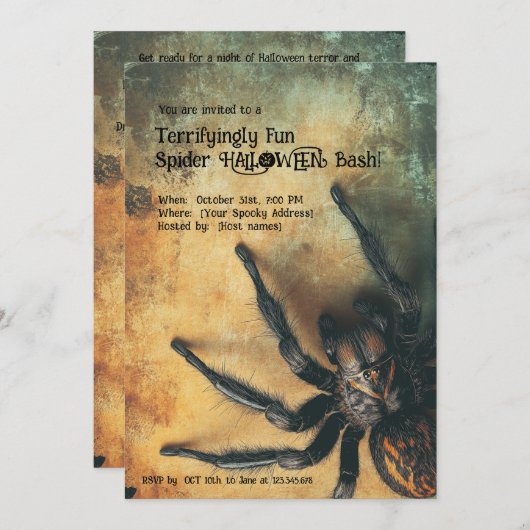 🕷️Angstaanjagend leuke spin HALLOWEEN Bash Kaart (Voorkant / Achterkant)