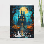 angstaanjagend oud spookhuis | Happy Halloween Kaart (Voorkant)