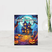 angstaanjagend spookhuis | Happy Halloween Kaart (Voorkant)