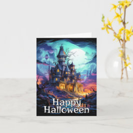 angstaanjagend spookhuis | Happy Halloween Kaart