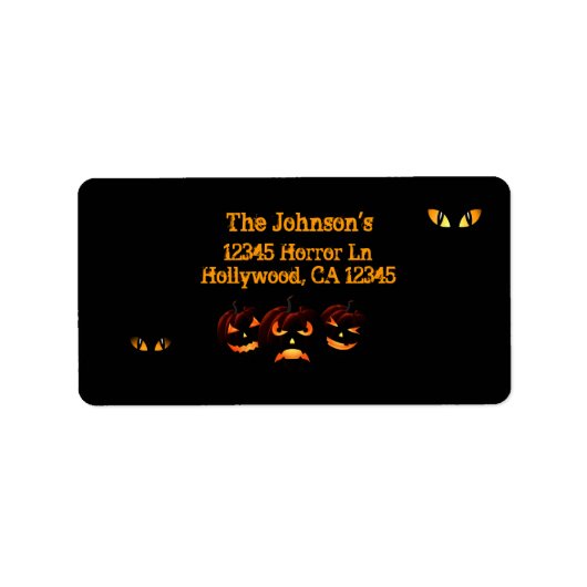 Angstaanjagende adresetiketten van Jack o'lantern Etiket (Voorkant)