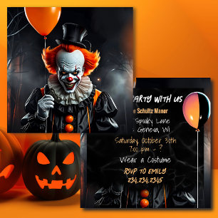 Angstaanjagende clown met ballonnen Halloween-fees