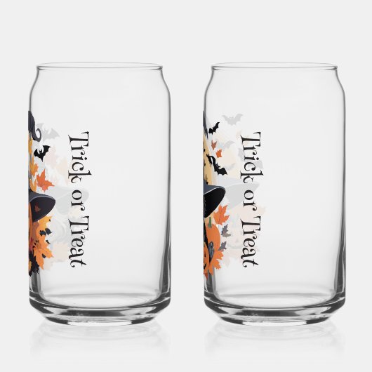 Angstaanjagende en Schattigee Trick or treat Hallo Blikvorm Glas (Links)
