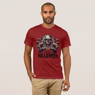 Angstaanjagende gezicht en hand Halloween Horror D T-shirt