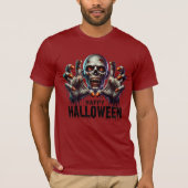 Angstaanjagende gezicht en hand Halloween Horror D T-shirt (Voorkant)