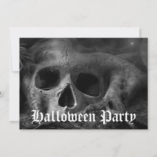 Angstaanjagende Gothic Skull Halloween Party Kaart (Voorkant)