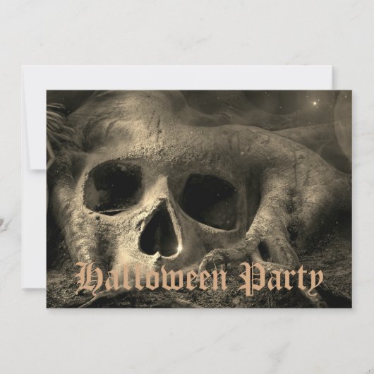 Angstaanjagende Gothic Skull Halloween Party Kaart (Voorkant)