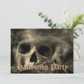 Angstaanjagende Gothic Skull Halloween Party Kaart (Staand voorkant)