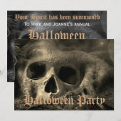 Angstaanjagende Gothic Skull Halloween Party Kaart (Voorkant / Achterkant)