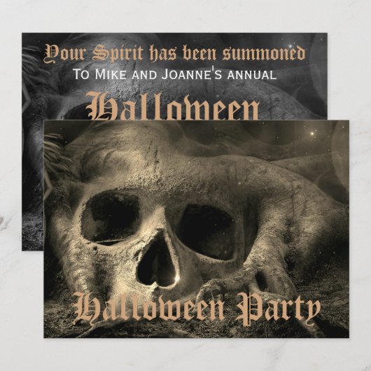 Angstaanjagende Gothic Skull Halloween Party Kaart (Voorkant / Achterkant)