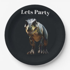 **"Angstaanjagende grijns: de grijnzende T-Rex"** Papieren Bordje