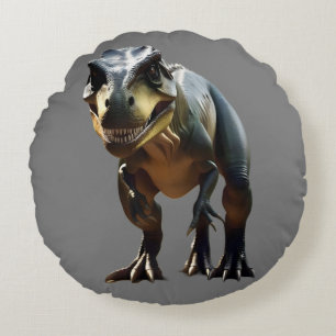 **"Angstaanjagende grijns: de grijnzende T-Rex"** Rond Kussen