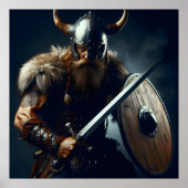Angstaanjagende Grizzly gedetailleerde Viking Warr Poster (Voorkant)