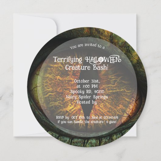 🦖Angstaanjagende Halloween Bash Kaart (Achterkant)