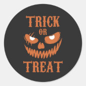 Angstaanjagende Halloween Face Trick Treat Dark Sp Ronde Sticker (Voorkant)