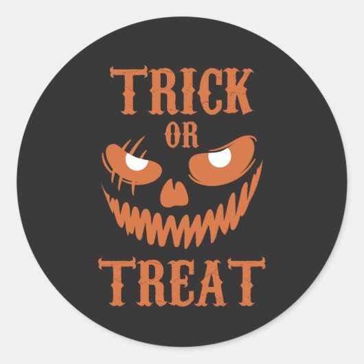Angstaanjagende Halloween Face Trick Treat Dark Sp Ronde Sticker (Voorkant)
