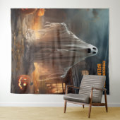 Angstaanjagende Halloween Ghost Hanging Wandkleed (In Situ (horizontaal))