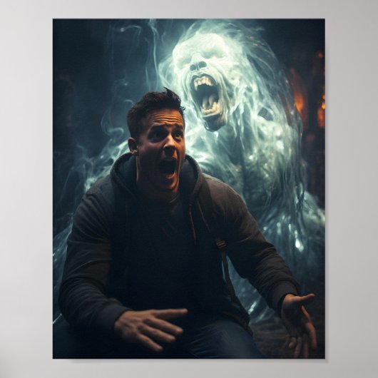 Angstaanjagende Halloween-Mannen schreeuwen tegen  Poster (Voorkant)