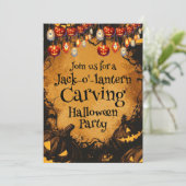 Angstaanjagende Halloween Pumpkin Patch Party Kaart (Staand voorkant)