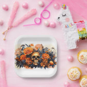 Angstaanjagende Halloween Skull Paper Borden Papieren Bordje (Feest)