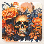 Angstaanjagende Halloween Skull Paper Onderzetters (Voorkant)
