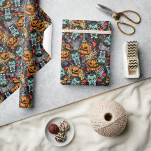 Angstaanjagende Halloween Vampiers Pompoenen Grafs Cadeaupapier