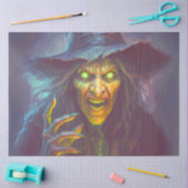 Angstaanjagende heks gloeiende ogen - Horror Hallo Tissuepapier (Craft)