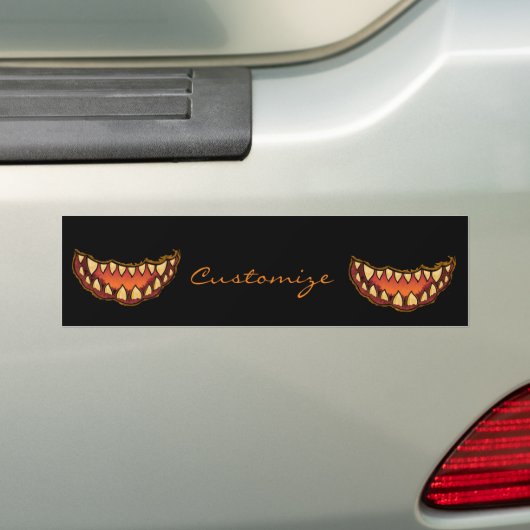 Angstaanjagende Jack o'lantern glimlach Thunder_Co Bumpersticker (Op auto)