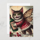 Angstaanjagende kerst vampier fee Kat met eierpunc Briefkaart (Voorkant / Achterkant)