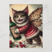 Angstaanjagende kerst vampier fee Kat met eierpunc Briefkaart (Voorkant)