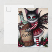 Angstaanjagende kerst vampier fee Kat met eierpunc Briefkaart (Voorkant / Achterkant)