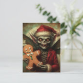 Angstaanjagende kerst vampier fee met peperkoek briefkaart (Staand voorkant)