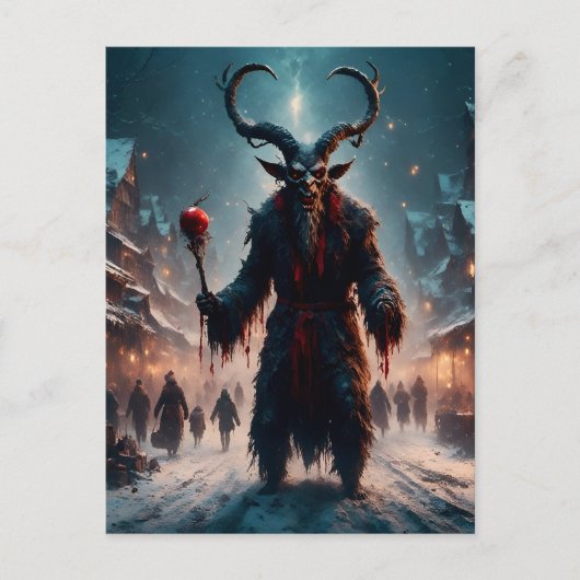 Angstaanjagende Krampus Christmas Horror Briefkaart (Voorkant)