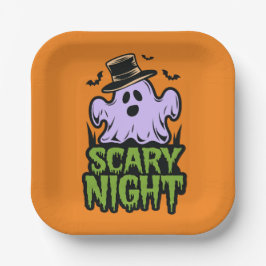 Angstaanjagende nacht met Schattigee Halloween Gho Papieren Bordje