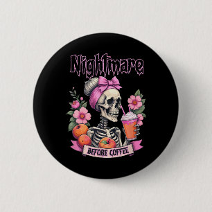 Angstaanjagende nacht voor koffie Halloween Flower Ronde Button 5,7 Cm