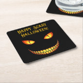 Angstaanjagende ogen en gekke glimlach Halloween Kartonnen Onderzetters (Schuin)