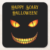 Angstaanjagende ogen en gekke glimlach Halloween Kartonnen Onderzetters (Voorkant)
