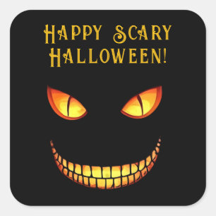 Angstaanjagende ogen en gekke glimlach Halloween Vierkante Sticker
