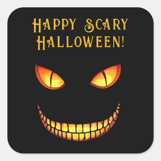 Angstaanjagende ogen en gekke glimlach Halloween Vierkante Sticker (Voorkant)