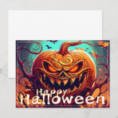 Angstaanjagende Oranje pompoen met gezicht, Hallow (Voorkant / Achterkant)