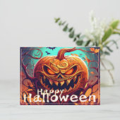 Angstaanjagende Oranje pompoen met gezicht, Hallow (Staand voorkant)