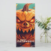Angstaanjagende Oranje pompoen met gezicht, Hallow (Staand voorkant)