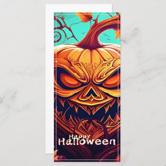 Angstaanjagende Oranje pompoen met gezicht, Hallow (Voorkant / Achterkant)