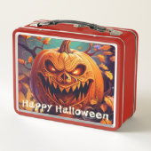 Angstaanjagende Oranje pompoen met gezicht, Hallow (Achterkant)